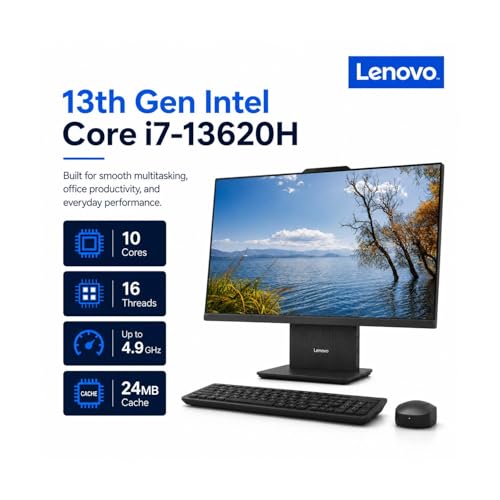 Image of Lenovo IdeaCentre All-in-One Business Desktop, 27 inch FHD 100Hz Display, Intel Core i7-13620H(12Core, 20Threads), 16GB DDR5, 256GB SSD, External Monitor Support, Wireless KB & Mouse, Windows 11 Pro