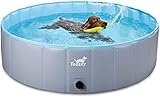 PARTE INFERIOR RESISTENTE Y ANTIDESLIZANTE: la construcción de muros de alta calidad mantiene la piscina para perros estable todo el tiempo. ¡El fondo antideslizante asegura que su perro y su niño no se resbalen!