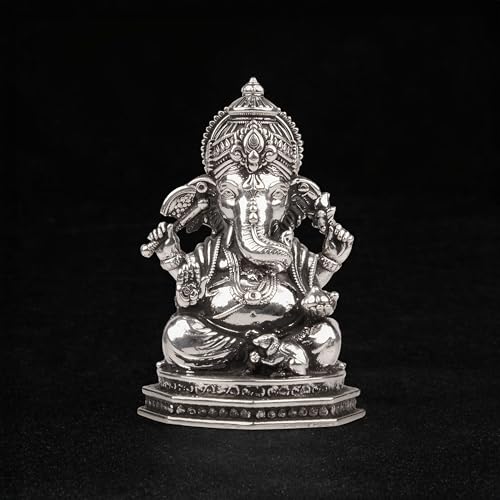 Image of Artarium Pure 999 Silver Divine Ganesha Murti (16gm), Ganpati Bappa Idol for Pooja, Home Mandir, Office Decor, Auspicious Gift for Diwali, Housewarming & Festivals - 3 Inch