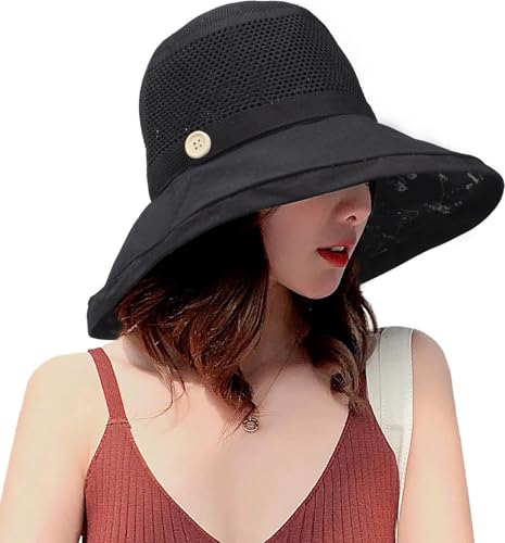 Sombrero de verano ancho para mujer con protección UV miniatura 1