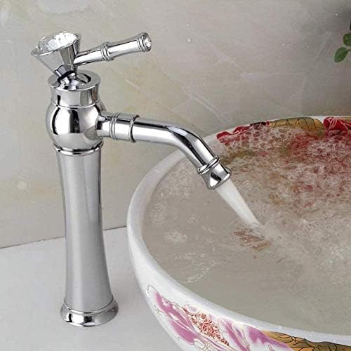 Grifos de Cocina Grifo de Cocina Lujo Hermoso Diseño Superficie cromada Grifos mezcladores para Fregadero de latón Monomando Lavabo de Diamante