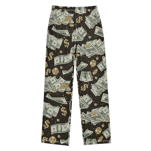 Boys' Pants Money Pattern Dollar Bill Long Bottoms Jogger Pants Elastic Waist Trousers with Pockets S-XL