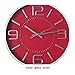 SAC SMARTEN ARTS Decor Silent Wall Clock 12 inches 3D Numbers Arabic Red Dial Non-Ticking Decorative Wall Clocks Battery Operated Round Easy to Read for Home/School/Hotel/Office
