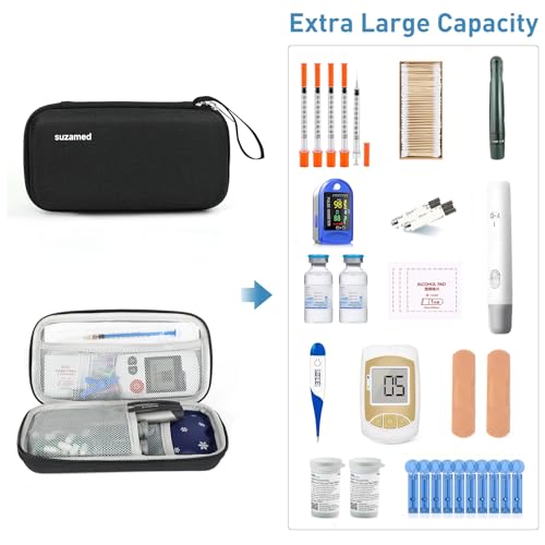 Image of suzamed Insulin Cooler Travel Case, 2x150g Ice Pack TSA Approved, Black