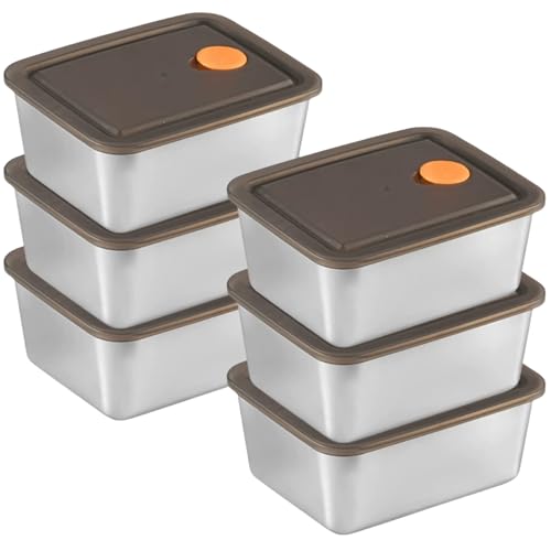 Fiambreras para frigorífico, de acero inoxidable, 6 unidades de 500 ml, recipientes herméticos con tapa, apilables, reutilizables, para lavavajillas, carne, queso, salchichas, etc