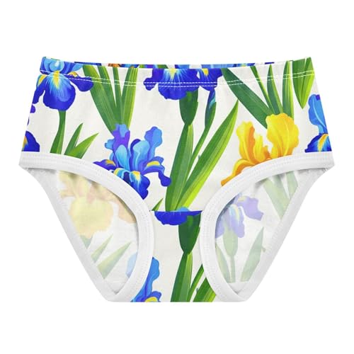 Blue Yellow Irises Green Leaves Panties Little Girl Girls Underwear Toddlers Cotton Flower Kids Undies Briefs 2t