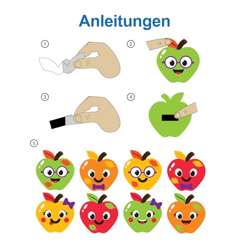Baker Ross FN306 Apfel-Deko-Set - 8er-Pack, Herbstbasteleien für Kinder, Herbstdekorationen