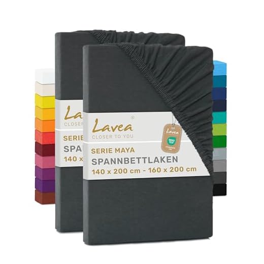 Lavea 2er Set Spannbettlaken, Doppelpack Spannbetttuch, Serie Maya, 140x200cm | 160x200cm, Anthrazit, 100% Baumwolle, hochwertige Verarbeitung, mit Gummizug