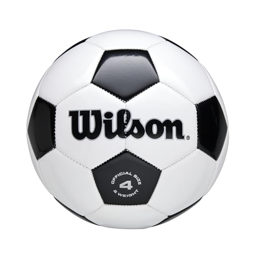 WILSON Traditional Soccer Ball - Size 4, Black/White