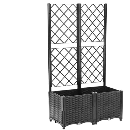 VMDVBNA Jardinera Elevada Cama de jardín elevada, Caja Flores Grande móvil con tapón Drenaje y Poste Soporte for Plantas trepadoras para Maceta(ZZX-2 Link)