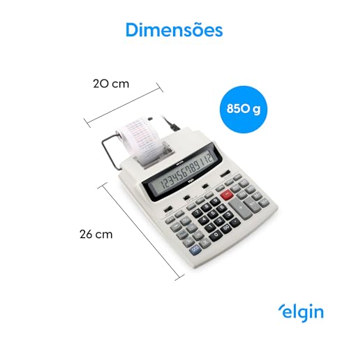 Calculadora de Mesa 12 dígitos Elgin Calendário Relógio e Impressão de Data Gelo - Imagem 7