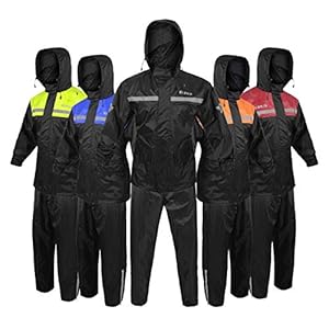 ALPHA CYCLE GEAR Rain Suit for Men & Women Jackets Pant Gear Reflective Rainsuit Waterproof (BLACK, LARGE)
