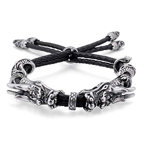 Bracelet double dragon pour hommes, cadeau idéal en acier