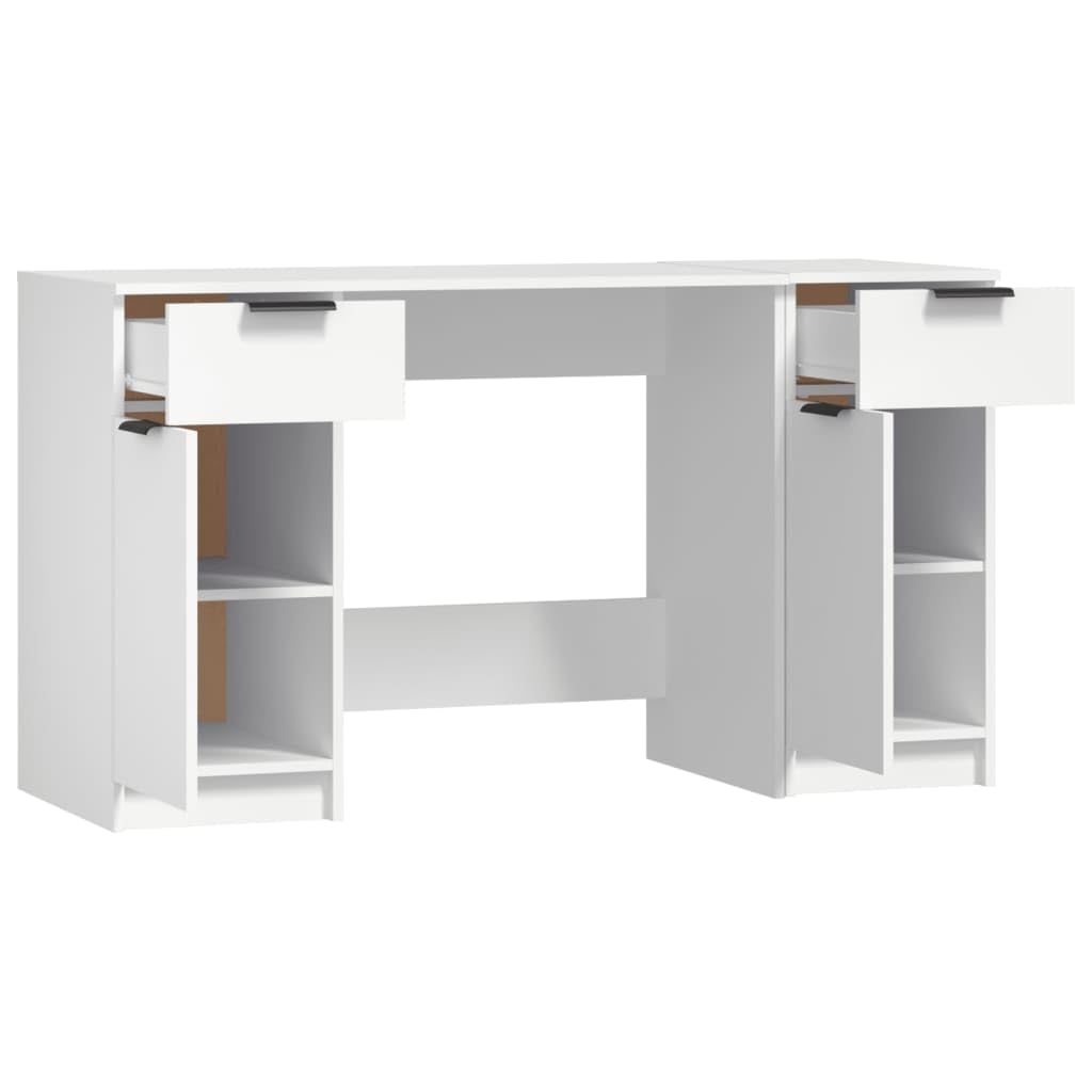 Scrivania bianca con mensola, in legno, 100 x 50 x 75 cm, materiale resistente, molto spazio, design moderno per ufficio e studio