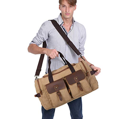 WOWBOX Duffel Bag Travel Weekender Duffle Bag Luggage Bags for Men Women Overnight Carry on Bag Gym Bag with Shoes Compartment Brown
