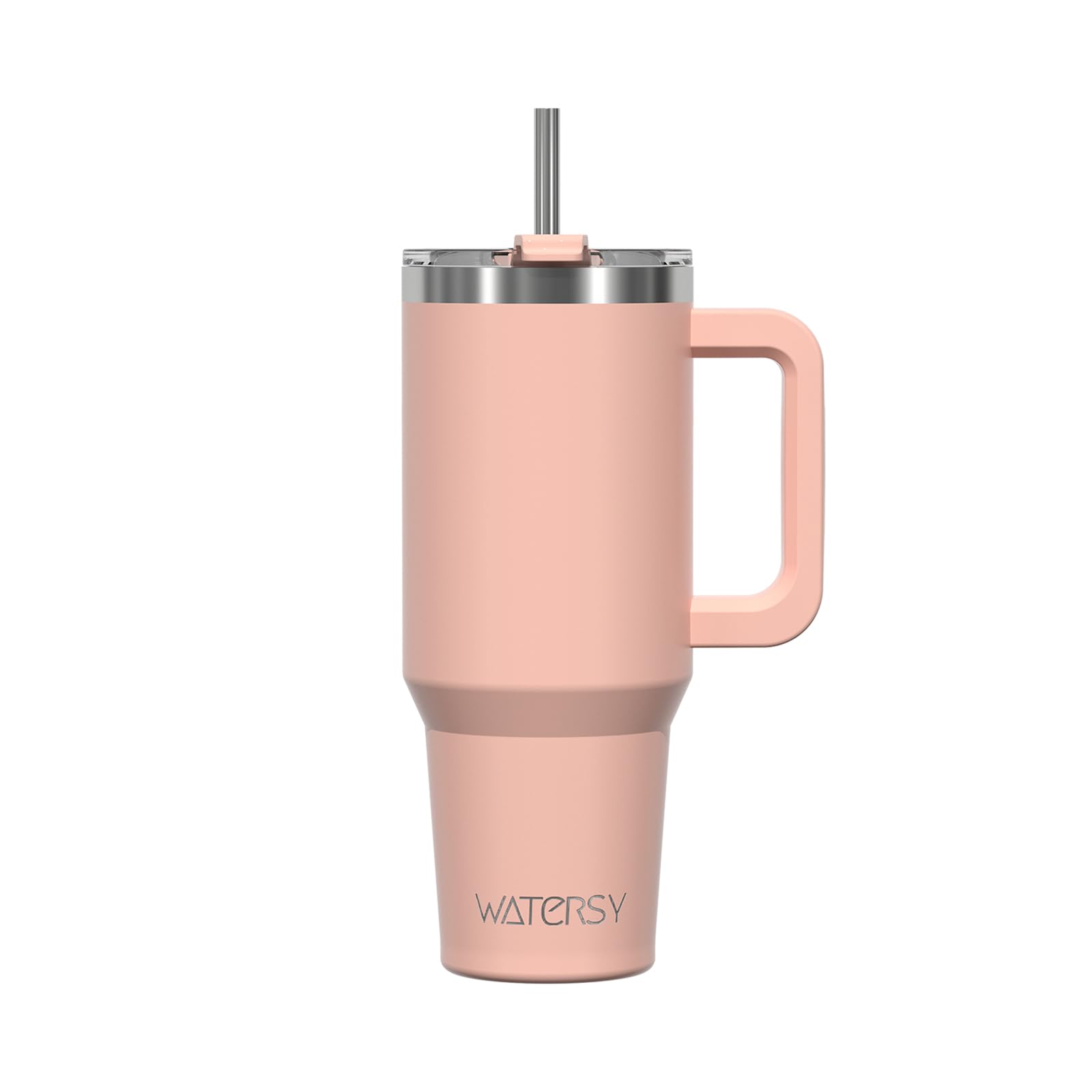 WATERSY 30oz Kaffeebecher to Go Thermobecher Doppelwandiger Edelstahl Vakuum Auslaufsicher Trinkbecher mit Griff und Strohhalm Thermoskanne Pink