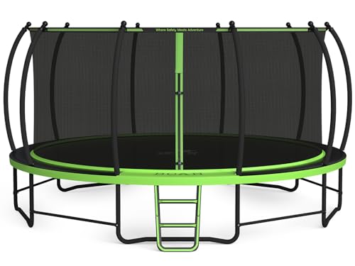 BCAN Trampoline 8FT 10FT 12FT 14FT 15FT 16FT Recreational Trampoline with Enclosure for Kids Adults ASTM Approved Outdoor Trampoline with Ladder for Kids