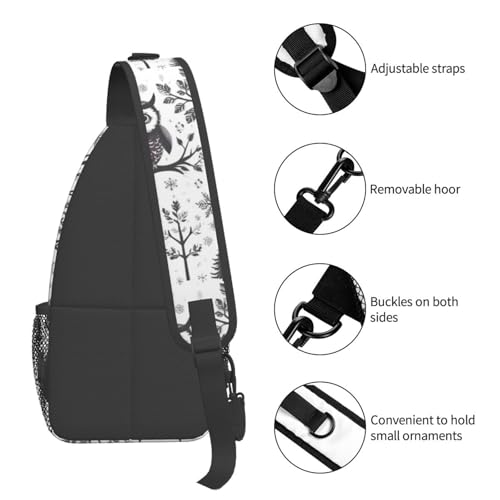 Mochila bandolera con estampado de ramas de búho miniatura 5