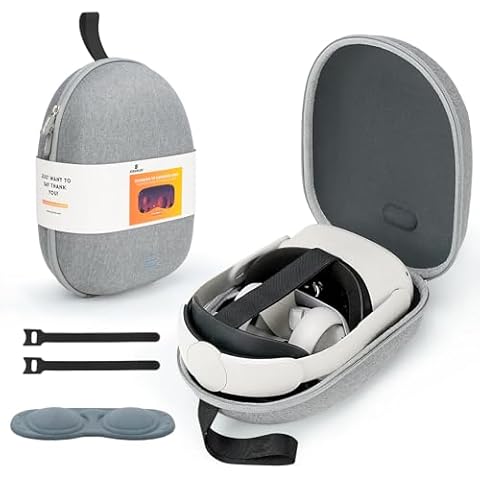 EUCARLOS Hard Carrying Case for Meta Quest 2/ Quest 3S/ Quest 3, Case with Lens Cover for VR Gaming Headset w/Elite Strap and Controllers, Storage Case for Oculus Quest3/ Quest 3S/ Quest2 Accessories Cover