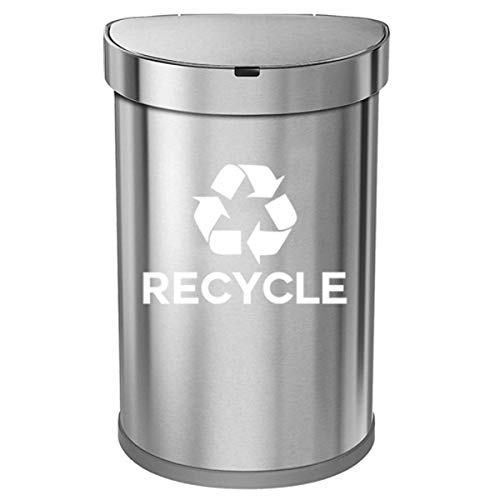 IGNIXIA Recycle Symbol Sticker Decal to Organize Trash cans/Garbage containers, Recycle Sign Decal Plotter Cut Vinyl Outdoor Recycle Containers (White, 10 X 7) Inches Large (Pack of 02)