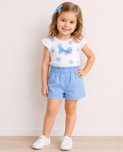 Image of Bold N Elegant Floral Embroidered Cotton Sleeveless Ruffle Top and Shorts Clothing Set for Infant Toddler Baby Girl