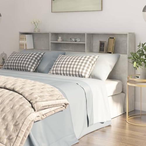 Gecheer Cabecero con Almacenaje Mueble cabecero con Armario Cabeceros Cabezal con Compartimento de Almacenamiento Gris hormigón 200x19x103,5 cm