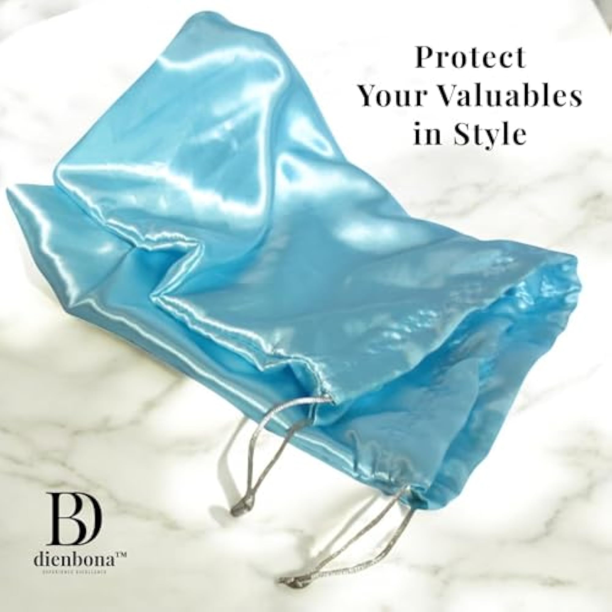 Silky Satin Drawstring Dustproof Bag Covers, 3 or 4 Packs