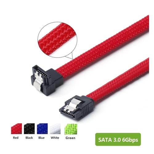 Cable de datos SATA 3.0 III 50 cm ángulo recto con funda de nylon miniatura 3