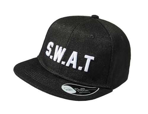 BADDERY Casquette Swat pour enfants : S.W.A.T. - Casquette de police - Casquette SEK pour garçon - Chapeau de police - Casquette de baseball de police, Noir,...