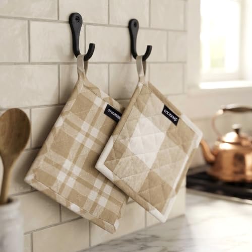 Image of Encasa XO Oven Microwave Pot Holders Trivets 21 cm (4 pc) for Kitchen Cooking & Baking - Heat Resistant, Thick & Safe, Protection of Hands from Hot Utensils, Grill, BBQ - Beige Combo