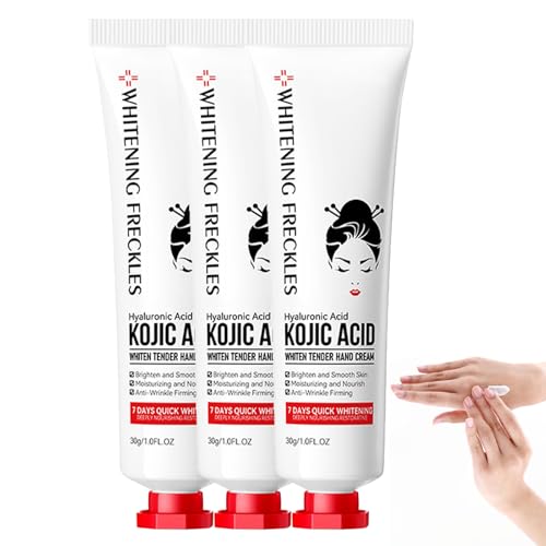 Crema de manos con ácido kójico, crema de ácido kójico para manos, cuidado de manos hidratante antienvejecimiento, tono de piel uniforme, daños solares y manchas de la edad, manchas oscuras (3