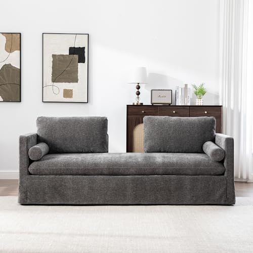 QVUUOU 82.68" Wide 2-Seat Sofa with Chenille Upholstery, Includes 4