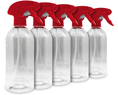 KABITEC Sprühflasche klar 500ml - 5er-Pack - nachfüllbare Kunststoff Handsprühflasche, Profi-Qualität, auslaufsicher - ideal für Haushalt & Garten Cover