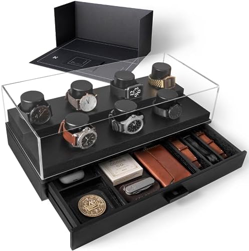 Amazon.com: Glenor Co Watch Box with Valet Drawer for Men - 12 Slot ...