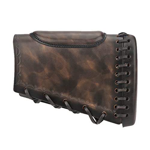 TOURBON Handmade Leather Rifle Shotgun Cheek Rest Recoil Pad with Ammo Holder Pouch Right Handed - Image 2