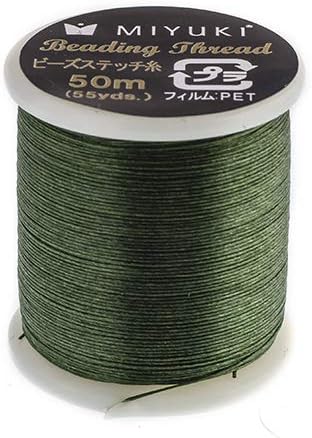 Miyuki - Hilo de nailon para cuentas B verde (164.0 ft), utilizado para hacer joyas, artes y manualidades, tejido de ganchillo y tela