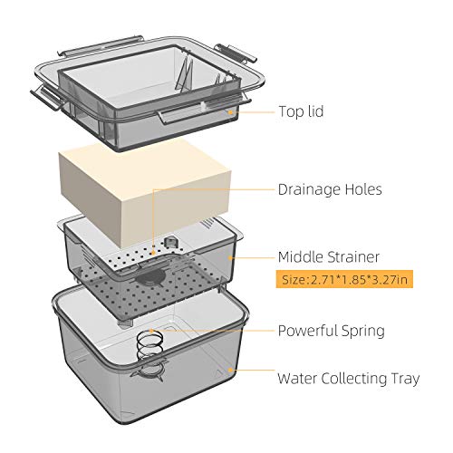 TOFIIGREM Tofu Press - Grey Tofu Presser Easily Removes Water from Tofu for Better Texture and Taste - Thumbnail 7