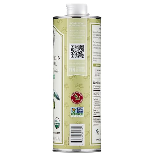 Image of La Tourangelle, Organic Extra Virgin Olive Oil, Cold-Pressed Early Harvest EVOO from Spain, Smooth & Fruity, 33.8 fl oz (1 Liter) - Spanish with Polyphenols for Cooking, Drizzling, Marinades, and Dipping