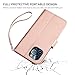 Bocasal for iPhone 13 Pro Wallet Case Compatible with MagSafe Wireless Charging, RFID Blocking Magnetic Leather Case with Card Slots Holder Kickstand Detachable Wrist Strap 6.1 Inch (Rose Gold)
