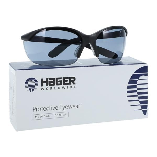Hager 355506 Vapor II Medical Dental Protective Eyewear Black Frame Tinted Lens Ultra Lite