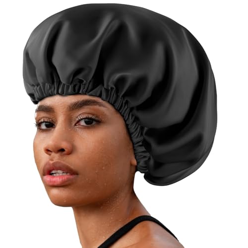 Adjustable Double Layer Silk-Satin Hair Bonnet for Women - Sleep Hair Protector Ideal for Natural Curly Hair, Anti-Frizz & Moisture Retention