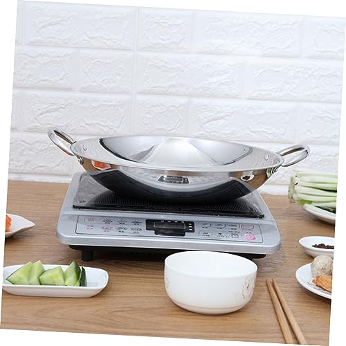 Wok de acero inoxidable con doble asa resistente al calor miniatura 2