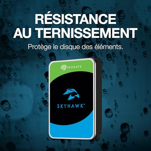 Seagate SkyHawk, 4 To, Disque dur interne de vidéosurveillance, 3.5", SATA 6 Go/s, 256 Mo cache, pour système de caméras de sécurité, 3 ans services Rescue en interne, Ouverture facile (ST4000VXZ16)