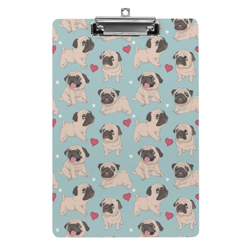クリップボード A4 縦型 かわいい パグ 犬柄 ファイルボード 壁掛け 画板 書きやすい お会計ボード て持ち運びやす 文書整理 文房具 会議パッド 事務用品 メモ 学校 家庭用バインダー