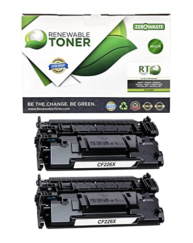 Toner MICR compatible HP CF226X 26X noir lot de 2 renouvelables pour LaserJet Pro MFP M426 M402