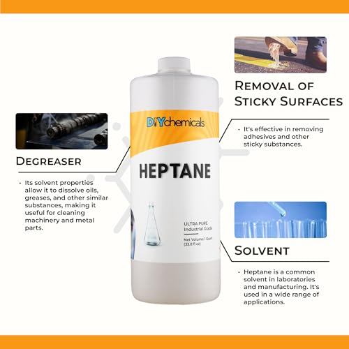 N-Heptane – High Purity Laboratory Grade Heptane Industrial Nonpolar Solvent for Cements, Ink, Botanical Plant Extraction by DIYChemicals (1 Quart (32 fl oz)) - Thumbnail 3