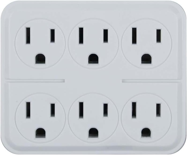 OSKOS 6 Outlet Triple Extender, 3 Prong Grounded Wall Tap, Multiple Outlet Adapter Plug for Travel Home Hotel Office, ETL Listed, 2 Pack