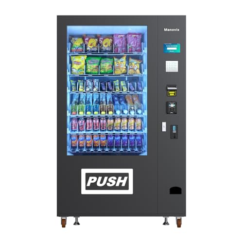 Image of Refrigerated Beverage Vending Machine for Business, Large 60 Slots Snack Drink Combo Commercial Vending Machine Durable Cashless Vending Machine with Card Reader and Bill Coin Acceptor