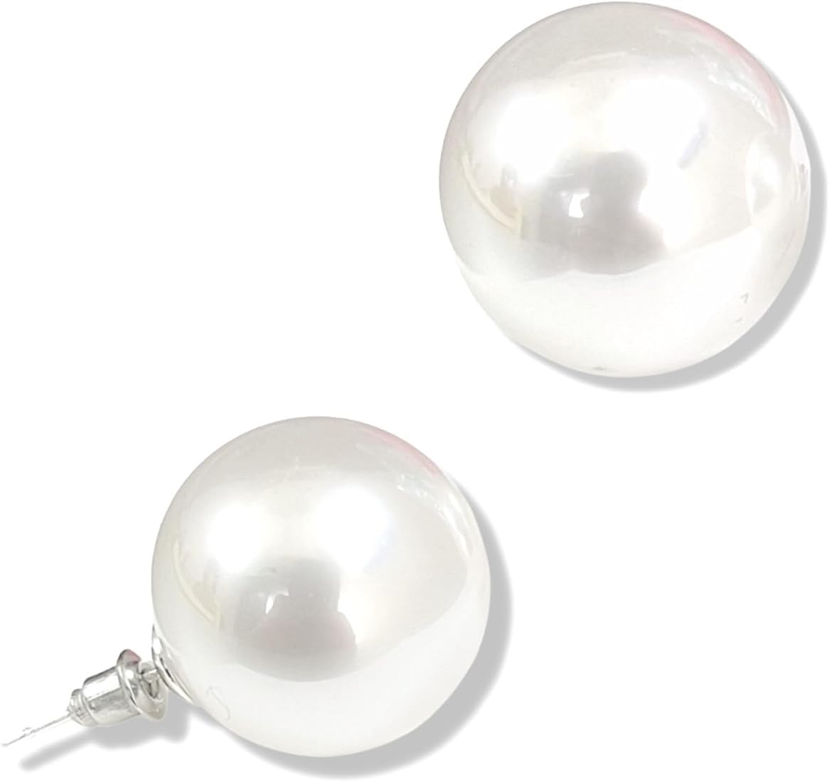 Trendy Classic Crystal Big Round Shape With Flat And Oval Back Faux White Fresh Water Pearl Ball Oversize Earring (B0CD417569) Amazon Price History, Amazon Price Tracker