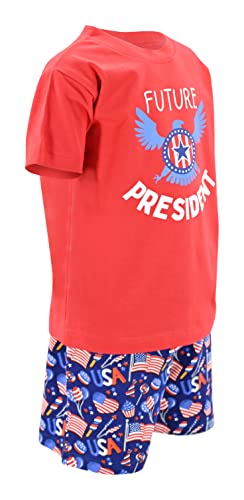Image of Boys 2pc Shorts Set Outfit Short Sleeve Shirt with Classic Applique Print and Shorts